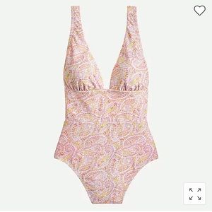 NWT Jcrew one piece eco plunge in beach paisley pink swimsuit